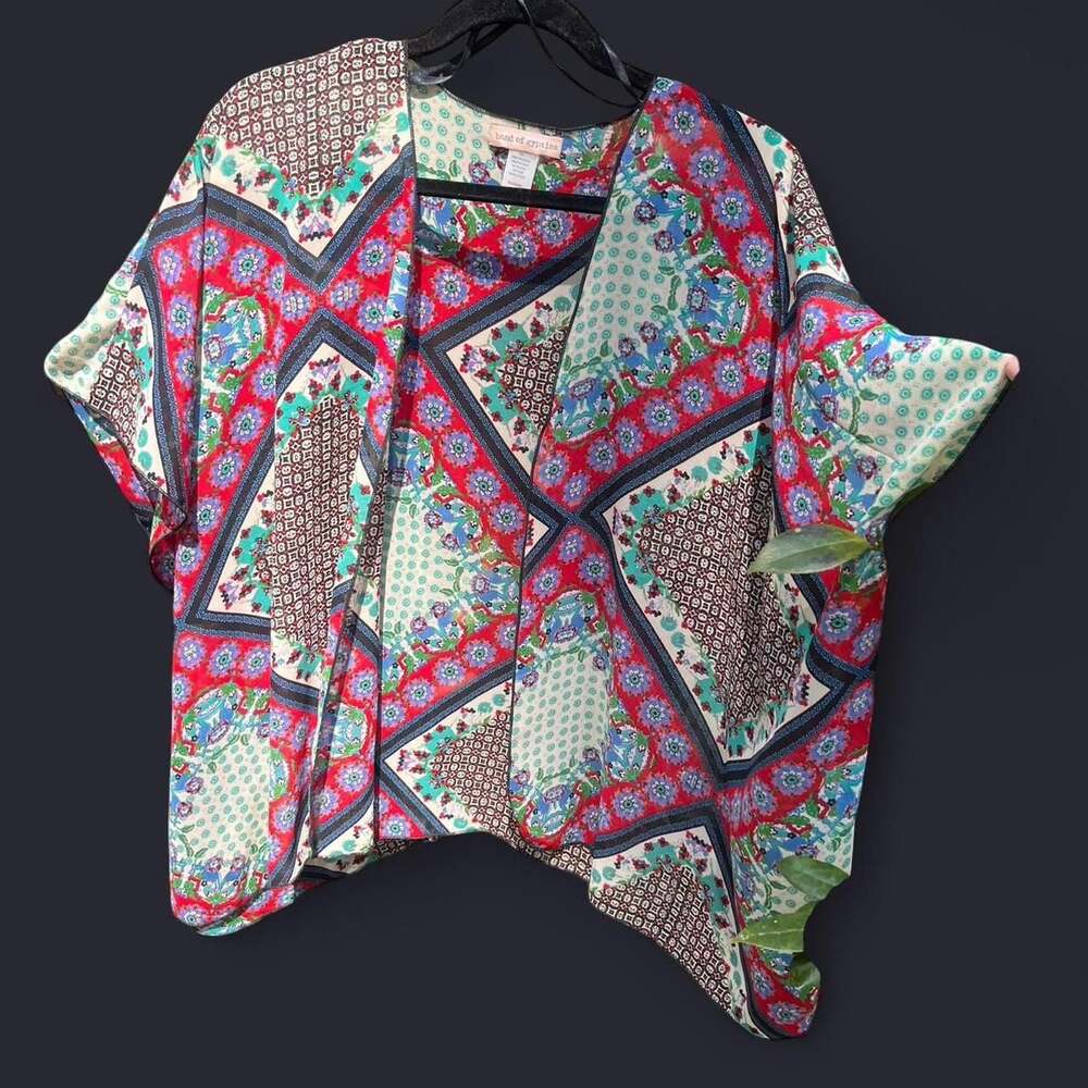 Band of Gypsies Boho Patchwork Floral Kimono Top, Size M/L - Festival Style